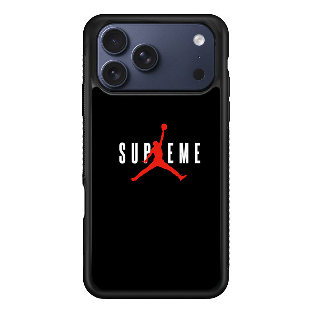 Jordan X Supreme Black Background iPhone 17 Pro Max Case | Slim Rubber Case for iPhone 17 Pro Max