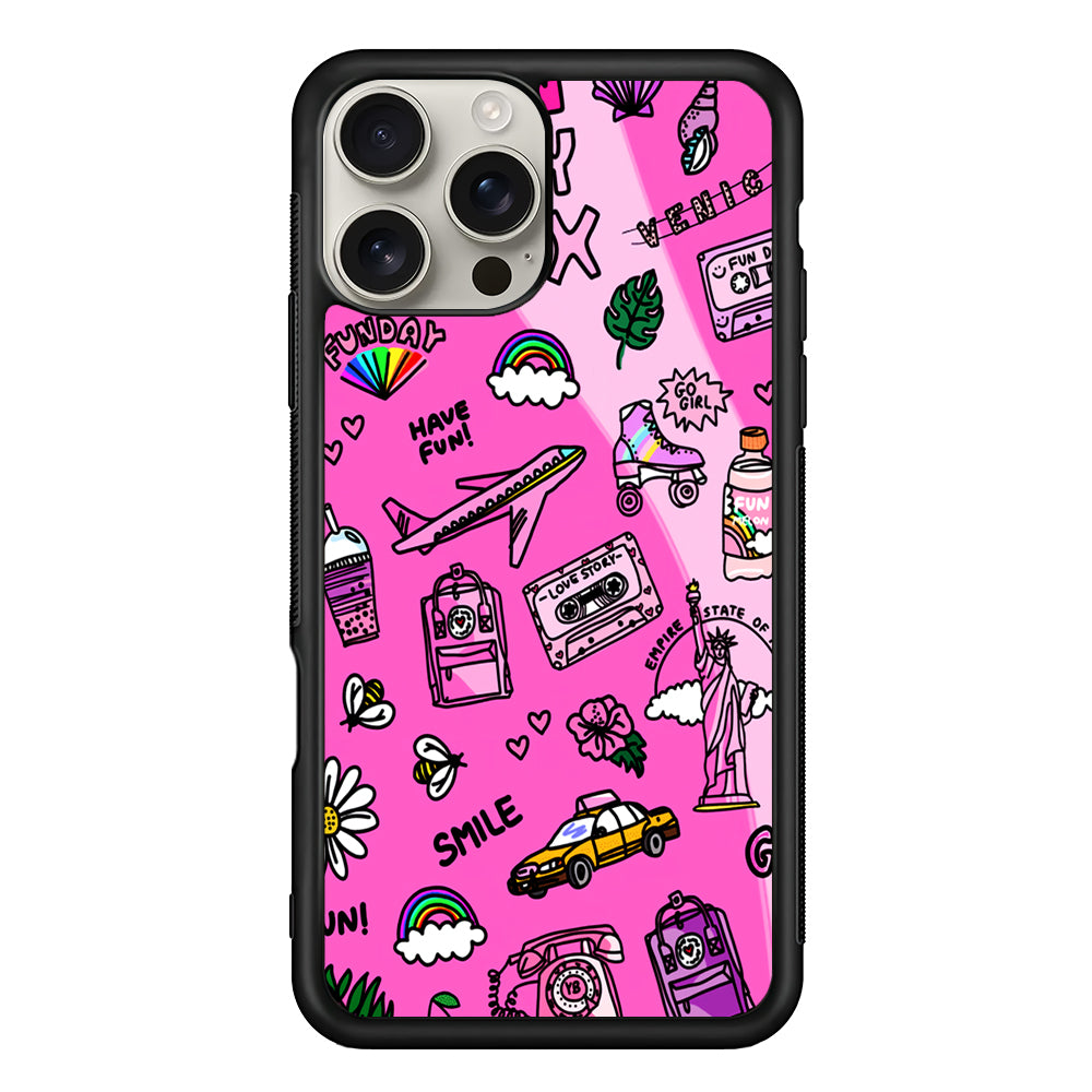 Pink Cute Girly Pattern iPhone 16 Pro Max Case | Stylish Protective Case for iPhone 16 Pro Max