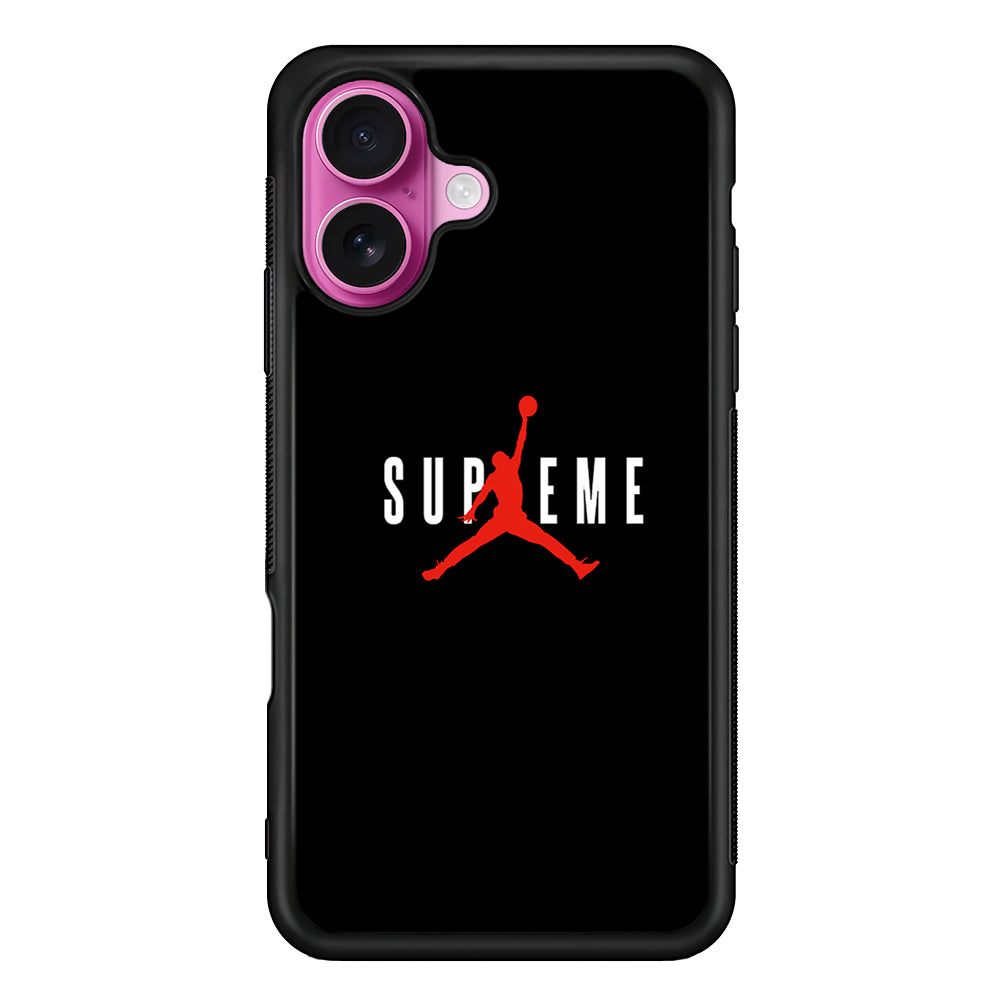Jordan X Supreme Black Background iPhone 17 Case | Slim Rubber Case for iPhone 17