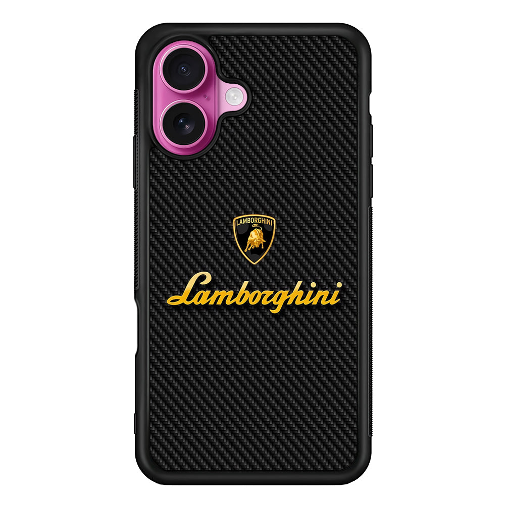 Lamborghini Black Carbon Logo iPhone 17 Case | Slim Rubber Case for iPhone 17