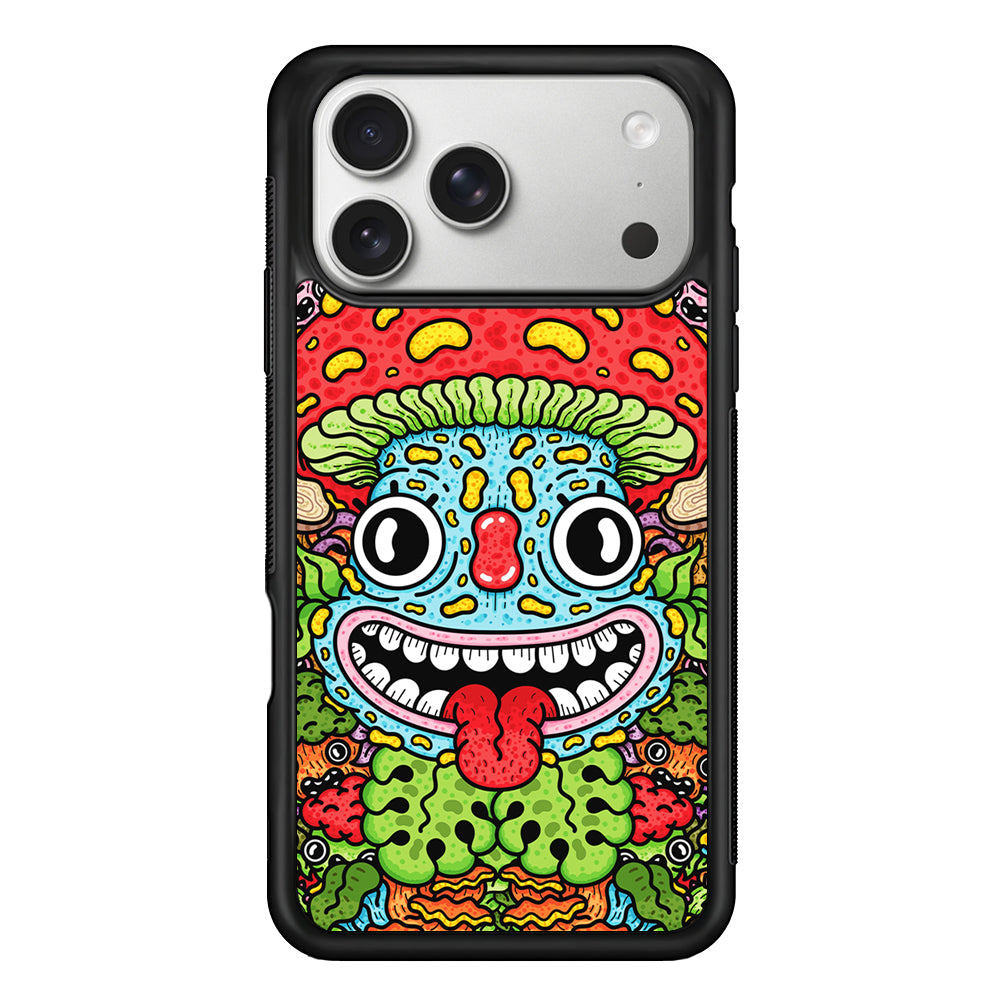 Mushroom Face Doodle iPhone 17 Pro Case | Slim Rubber Case for iPhone 17 Pro
