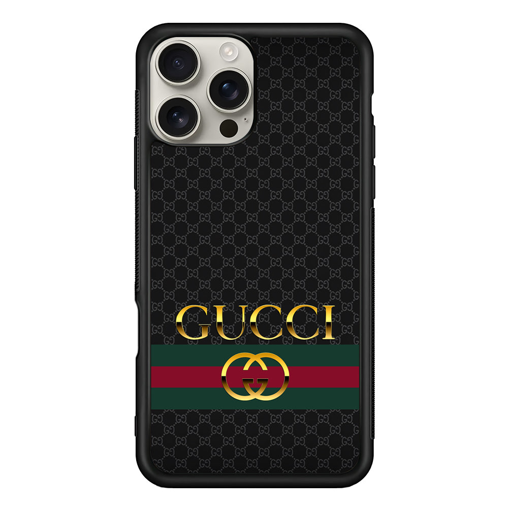 Gucci Luxury Pattern iPhone 16 Pro Max Case | Slim Rubber Case for iPhone 16 Pro Max