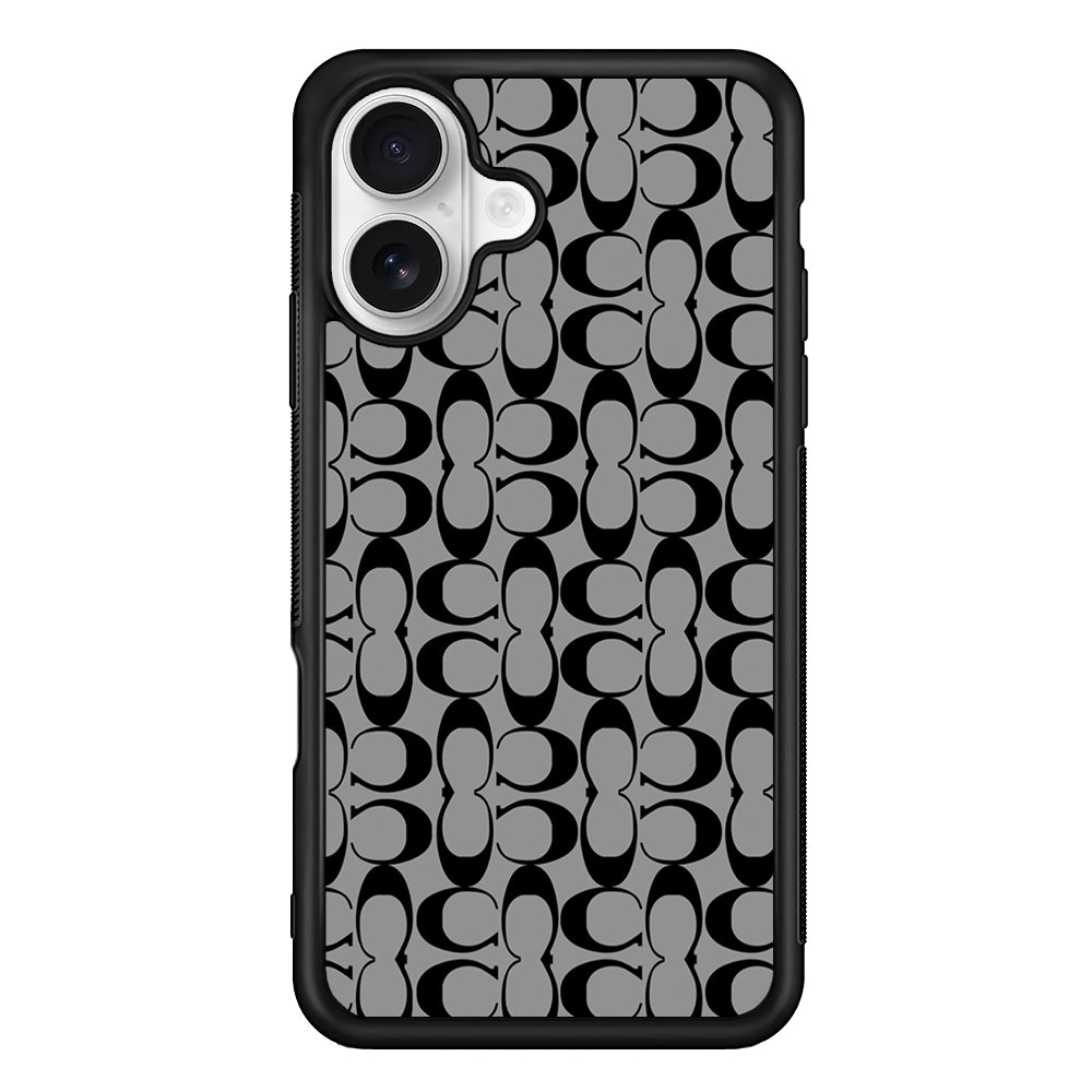 Coach Black Grey iPhone 16 Plus Case | Slim Rubber Case for iPhone 16 Plus