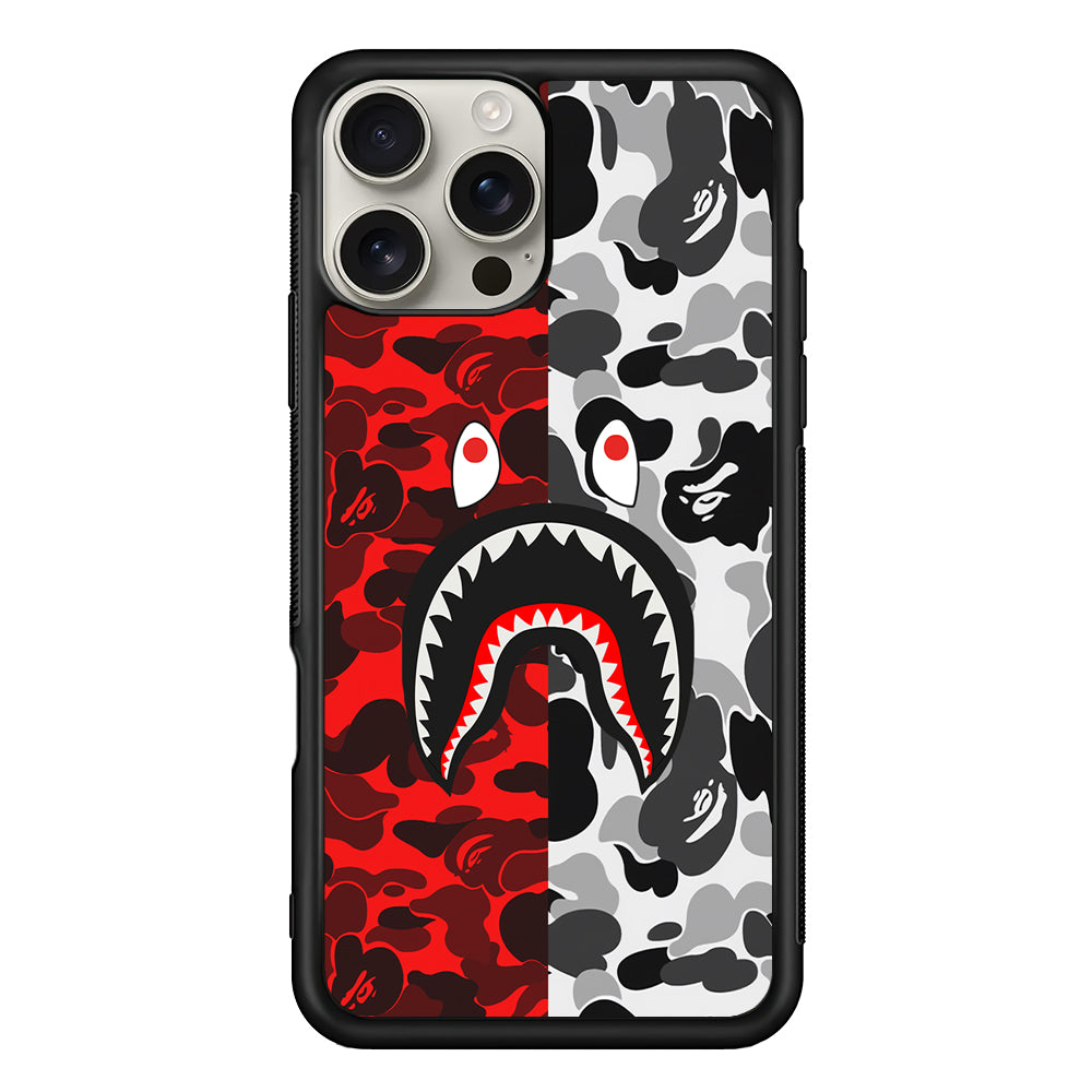 Bape Red Black Camo iPhone 16 Pro Max Case | Slim Rubber Case for iPhone 16 Pro Max