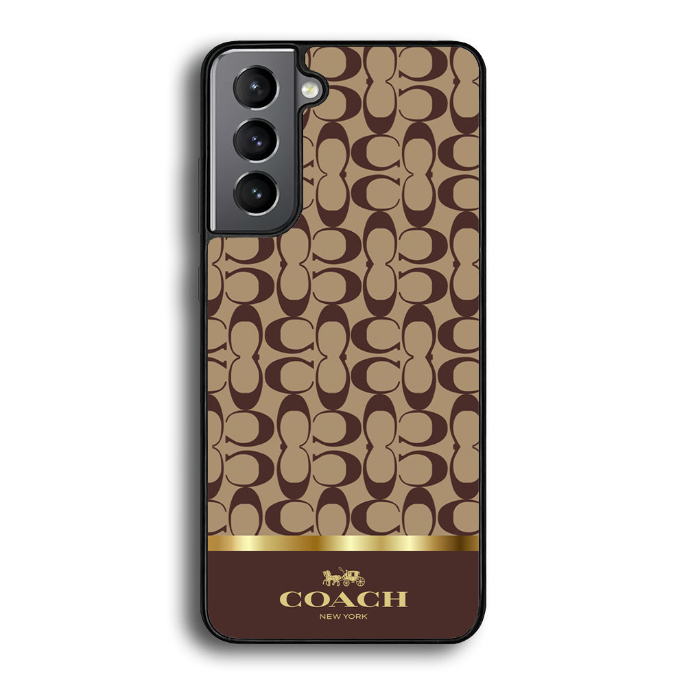 Coach Brown Gold Line Samsung Galaxy S24 Plus Case | Slim Rubber Case for Samsung Galaxy S24 Plus