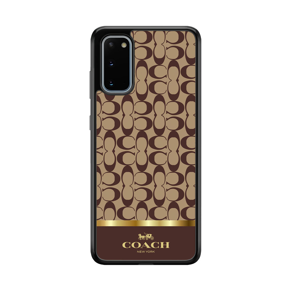 Coach Brown Gold Line Samsung Galaxy S20 Case | Slim Rubber Case for Samsung Galaxy S20