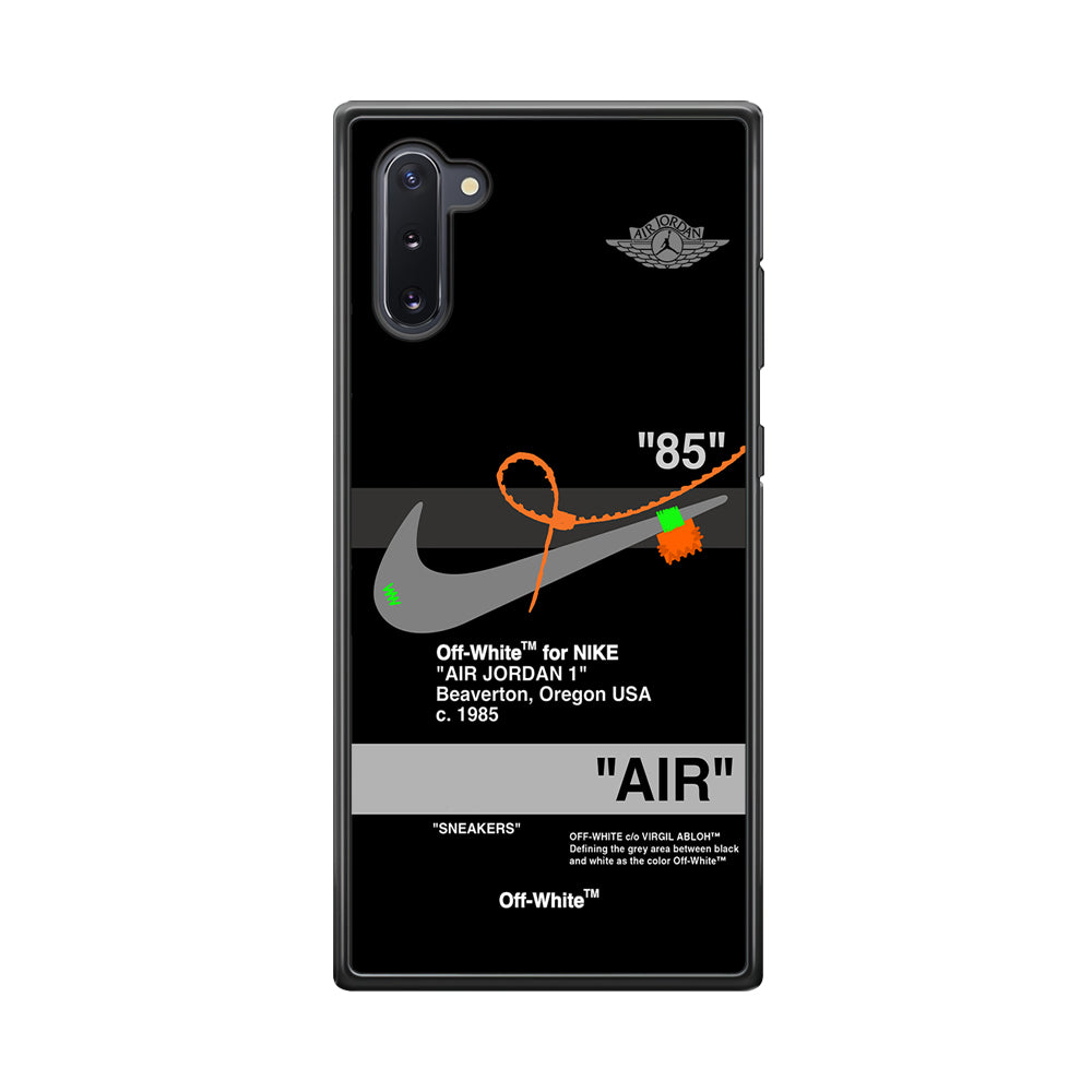 Off White x Nike Air Jordan Black Samsung Galaxy Note 10 Case | Slim Rubber Case for Samsung Galaxy Note 10