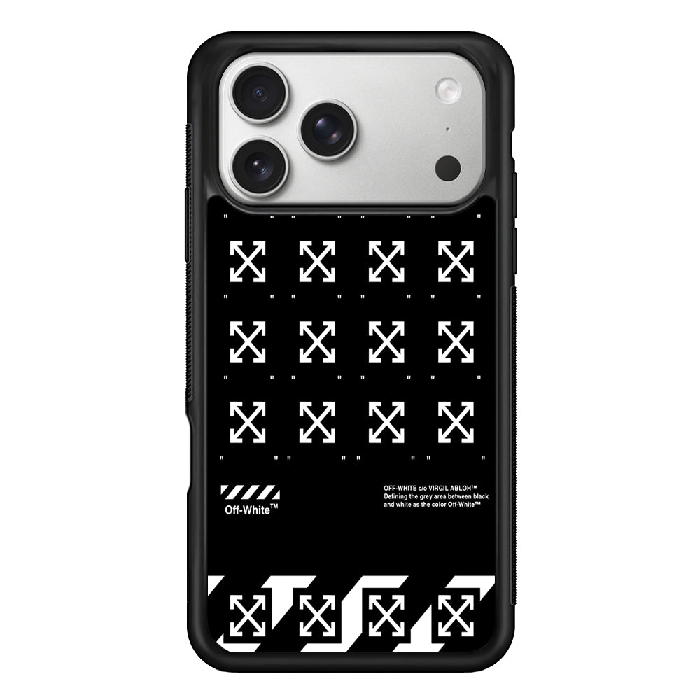 Off White Logo Black Pattern iPhone 17 Pro Case | Slim Rubber Case for iPhone 17 Pro