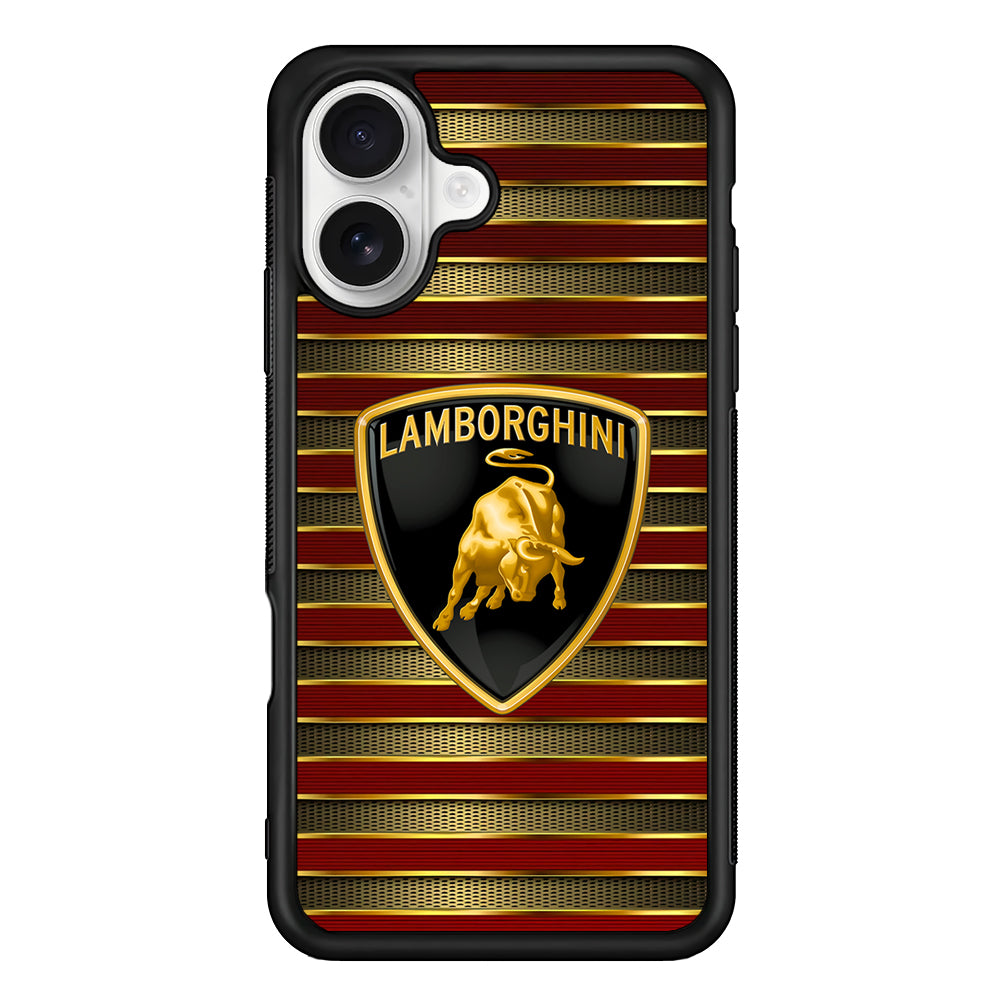 Lamborghini Red Gold Luxury iPhone 16 Plus Case | Slim Rubber Case for iPhone 16 Plus