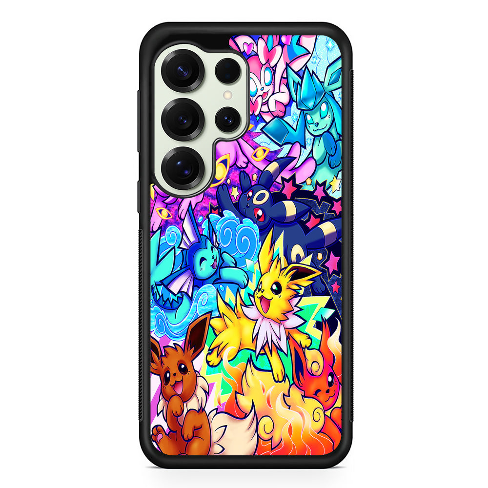 Pokemon Eevee Evolutions Art Samsung Galaxy S25 Ultra Case | Durable Rubber Case for Samsung Galaxy S25 Ultra