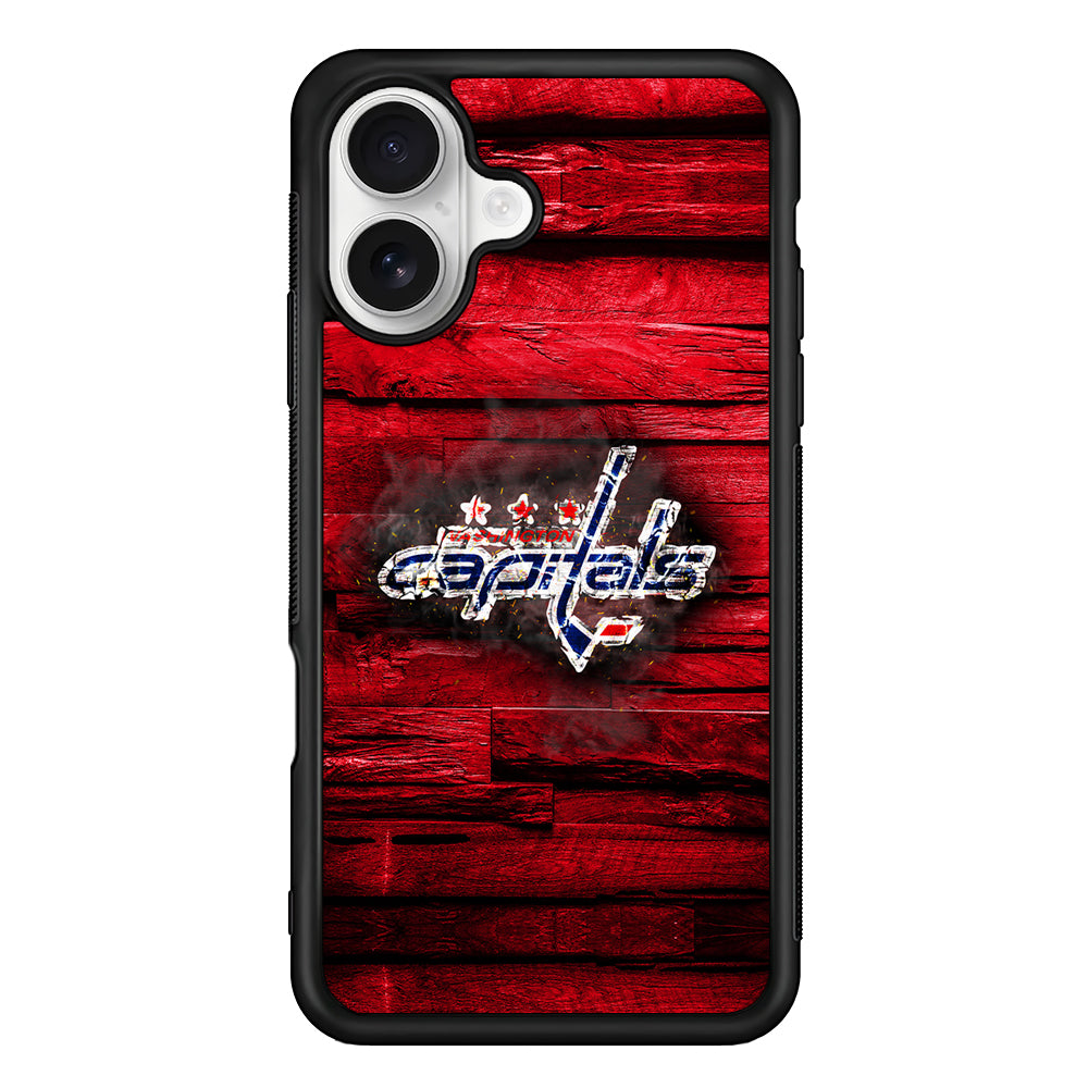 Washington Capitals Wood iPhone 16 Plus Case | Durable Protective Rubber Cover