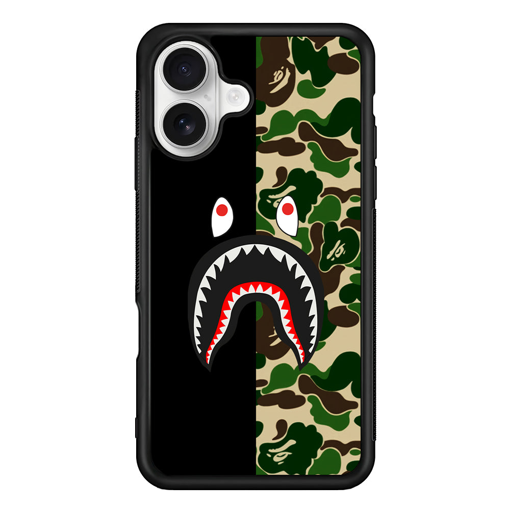 Bape Black Green Camo iPhone 16 Plus Case | Slim Rubber Case for iPhone 16 Plus