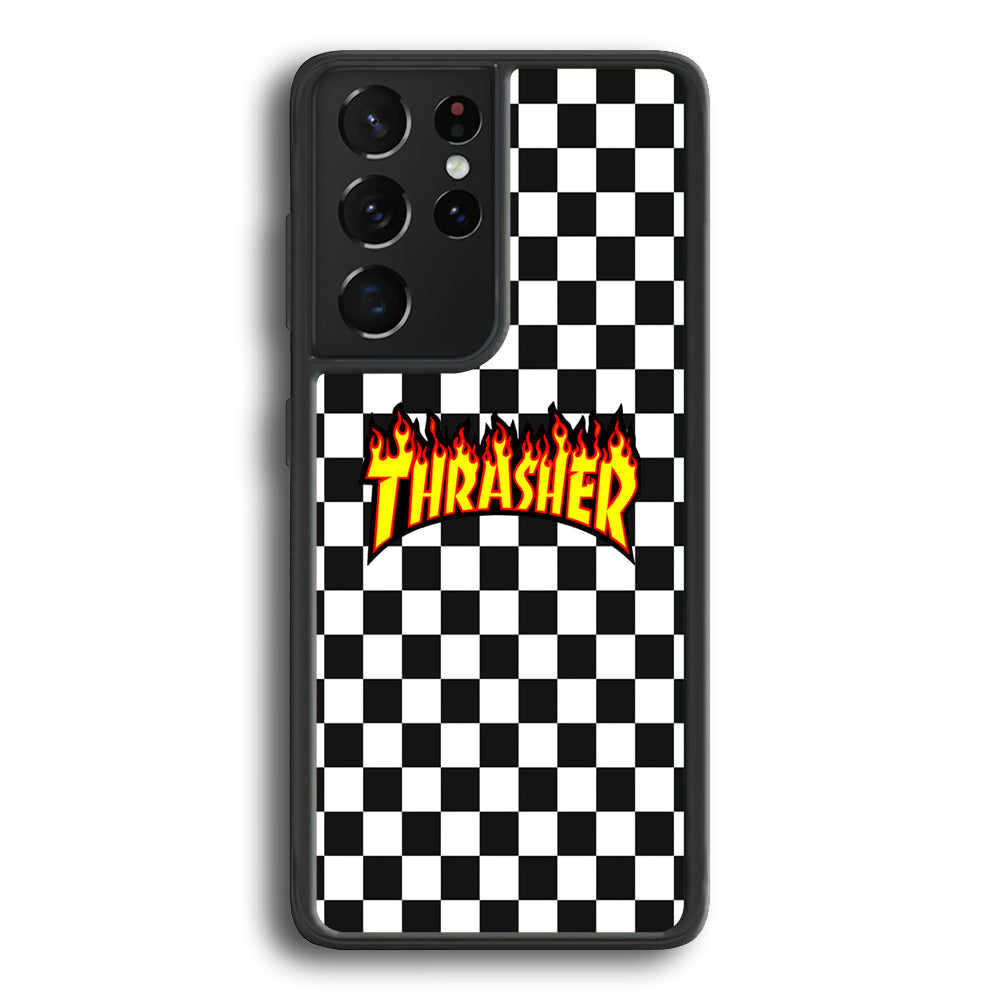 Thrasher Chess Pattern Samsung Galaxy S24 Ultra Case | Slim Rubber Case for Samsung Galaxy S24 Ultra