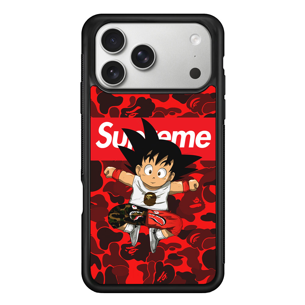 Bape Goku Red Camo Supreme iPhone 17 Pro Case | Slim Rubber Case for iPhone 17 Pro