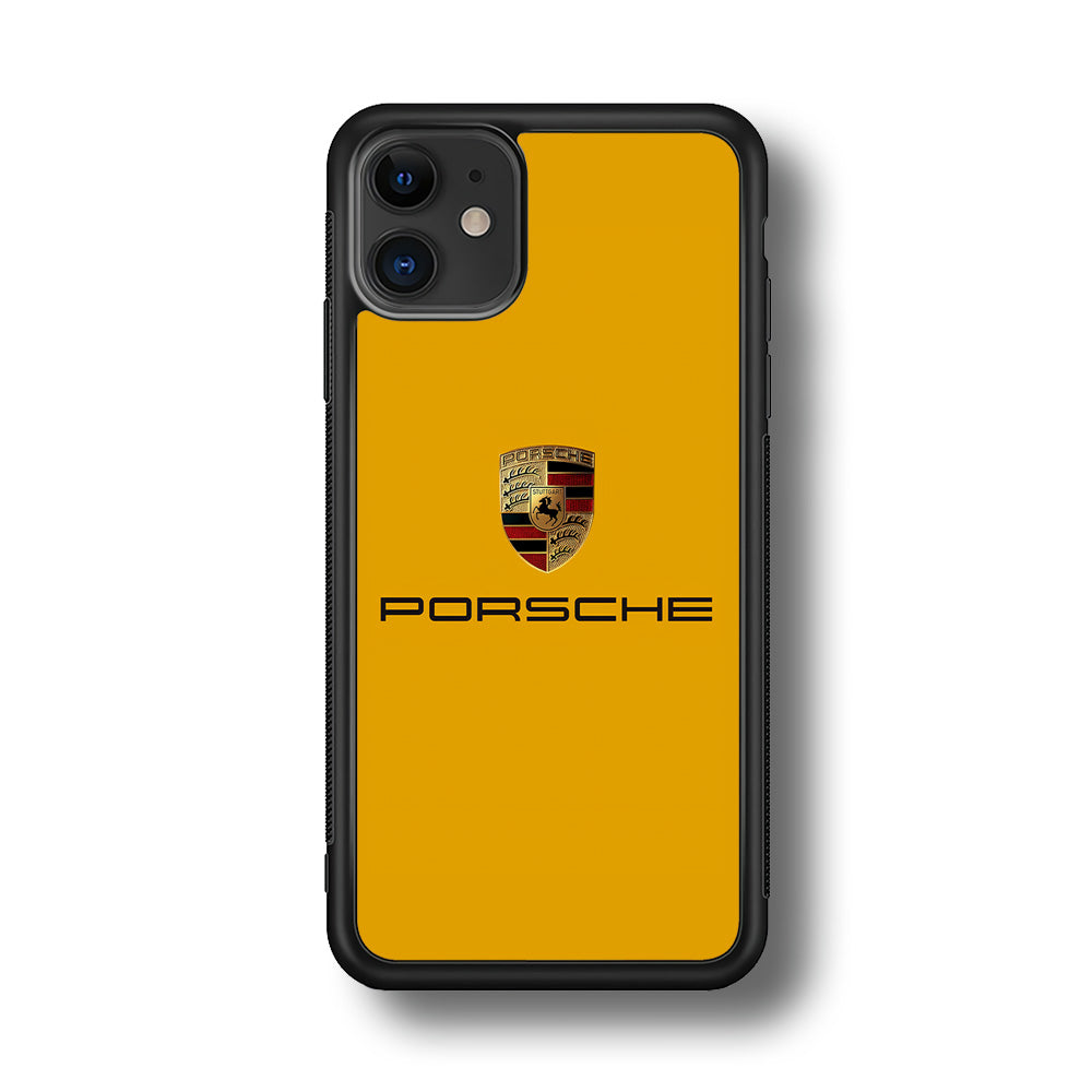 Porsche Car Logo Yellow iPhone 12 Case | Slim Rubber Case for iPhone 12