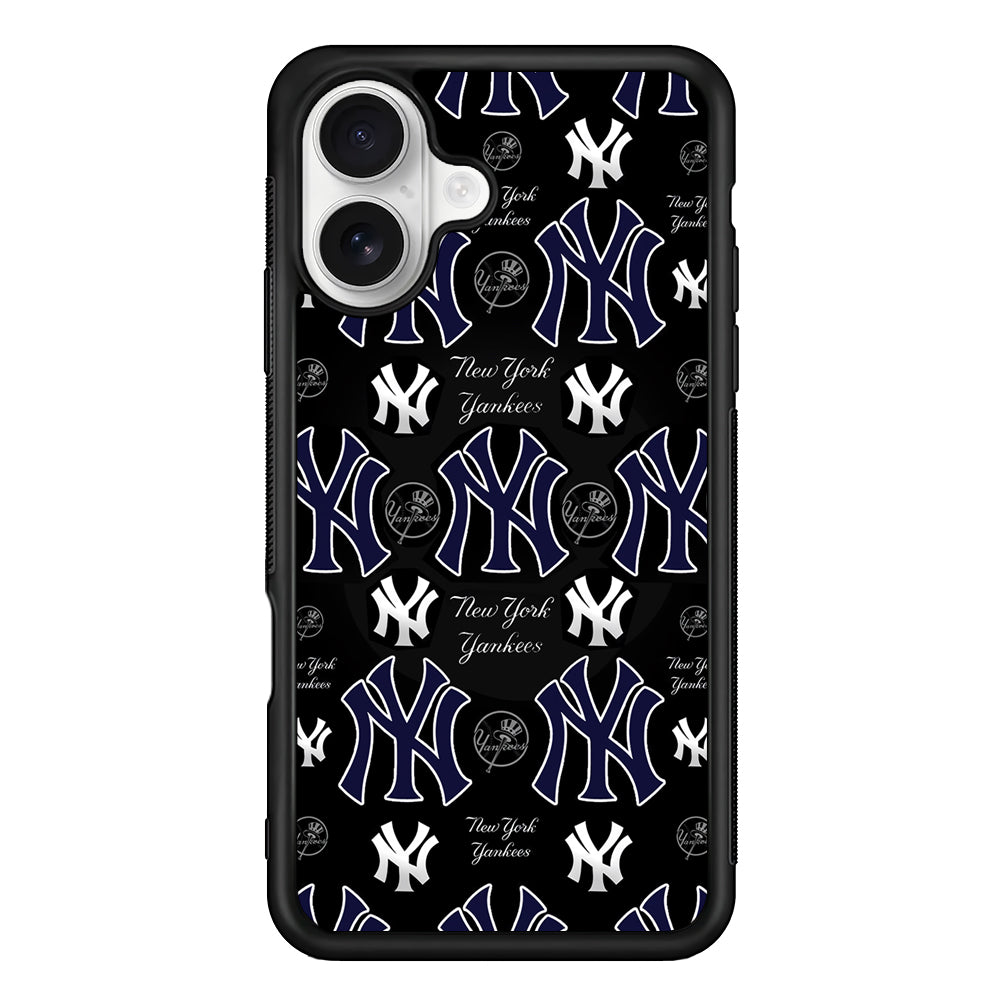 New York Yankees Pattern iPhone 16 Plus Case | Durable Protective Rubber Cover