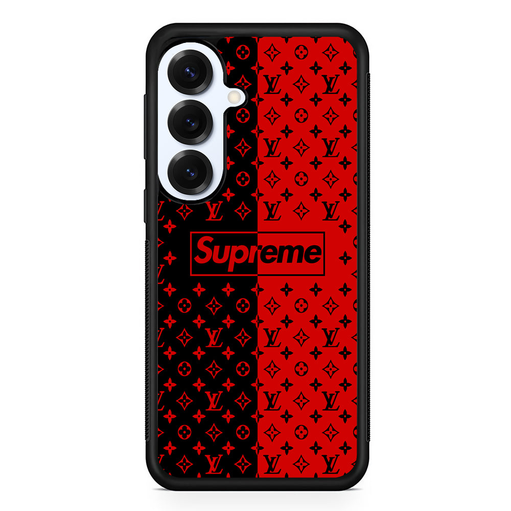Louis Vuitton X Supreme Red Black Samsung Galaxy S25 Plus Case | Slim Rubber Case for Samsung Galaxy S25 Plus