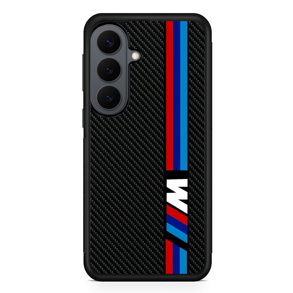 BMW M Carbon Tricolor Stripes Samsung Galaxy S26 Plus Case | Slim Rubber Case for Samsung Galaxy S26 Plus