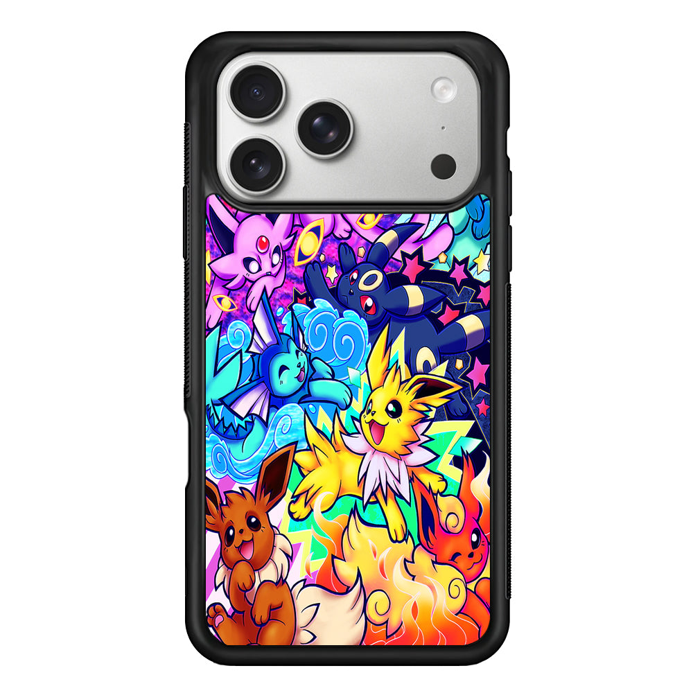 Pokemon Eevee Evolutions Art iPhone 17 Pro Case | Slim Rubber Case for iPhone 17 Pro