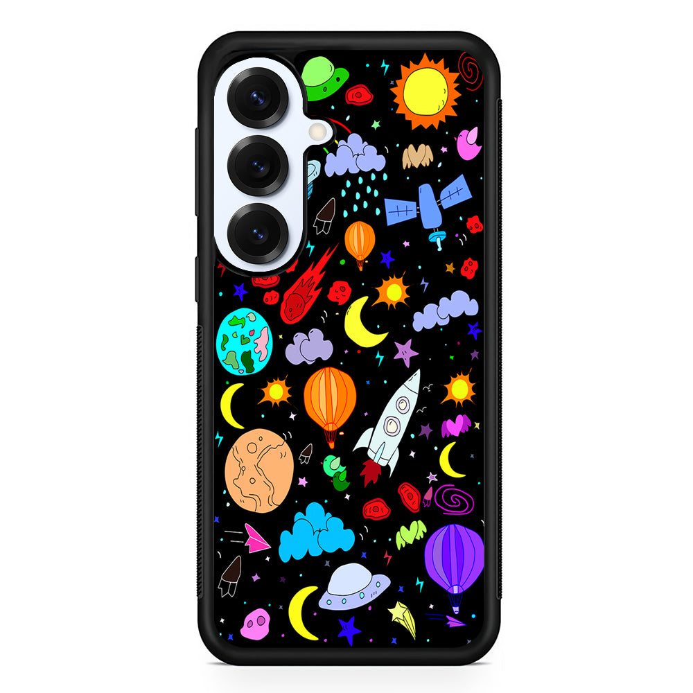 Cartoon Space Pattern Samsung Galaxy S25 Plus Case | Slim Rubber Cover for Samsung Galaxy S25 Plus