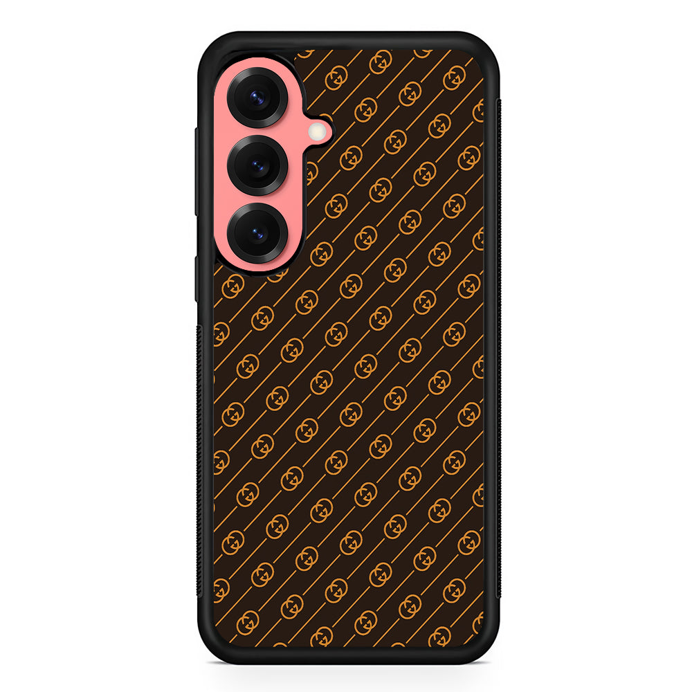 Gucci Brown Pattern Samsung Galaxy S25 Case | Slim Rubber Case for Samsung Galaxy S25
