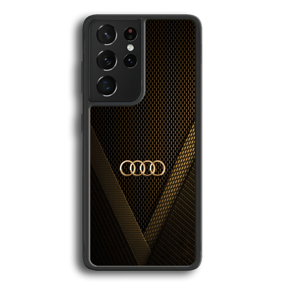 Audi Logo Gold Against a Dark Samsung Galaxy S22 Ultra Case | Slim Rubber Case for Samsung Galaxy S22 Ultra