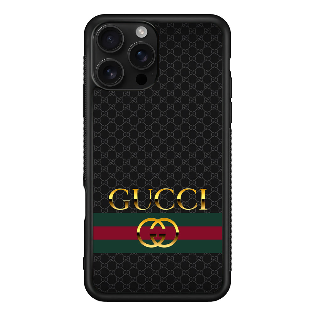 Gucci Luxury Pattern iPhone 16 Pro Case | Slim Rubber Case for iPhone 16 Pro