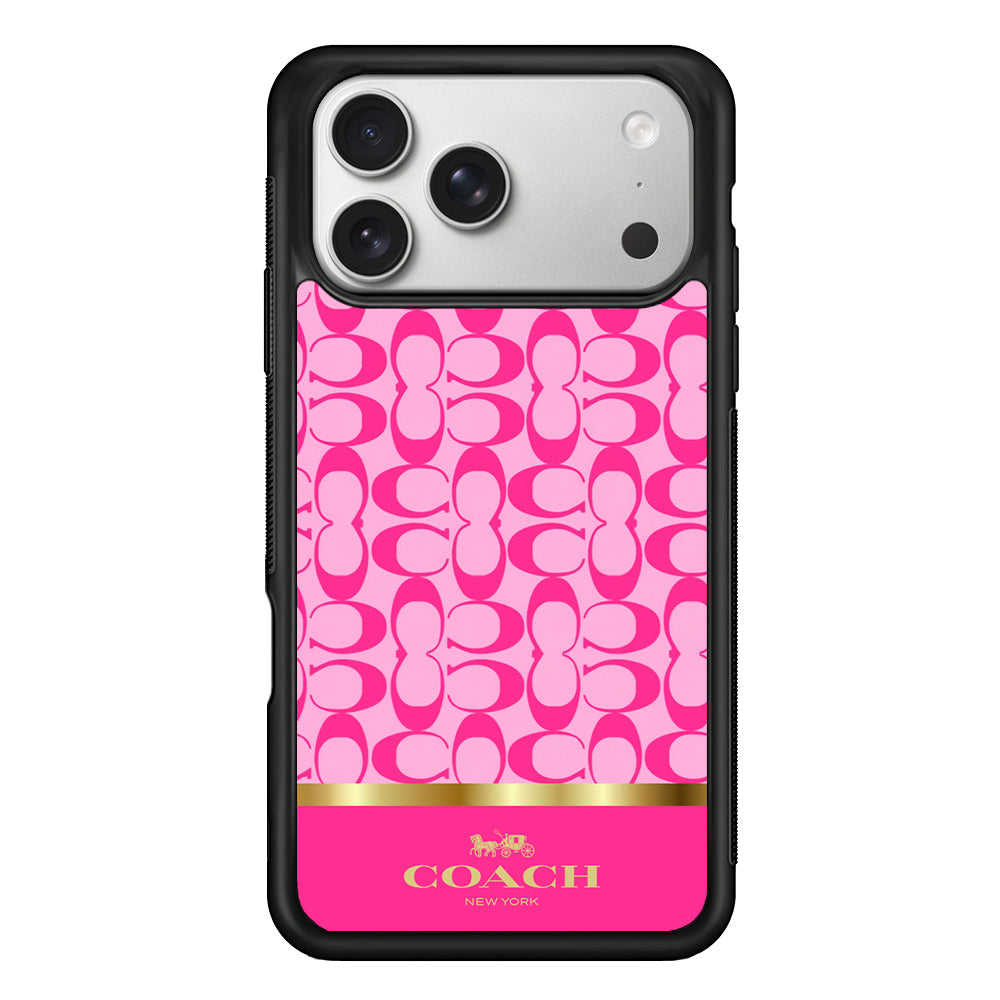 Coach Pink Pattern iPhone 17 Pro Case | Slim Rubber Case for iPhone 17 Pro