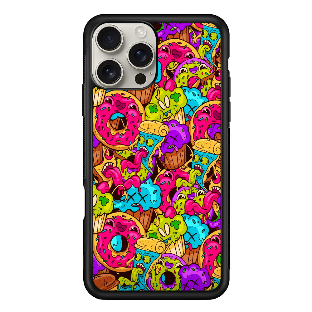 Cartoon Food Monster Doodle iPhone 16 Pro Max Case | Stylish Protective Case for iPhone 16 Pro Max