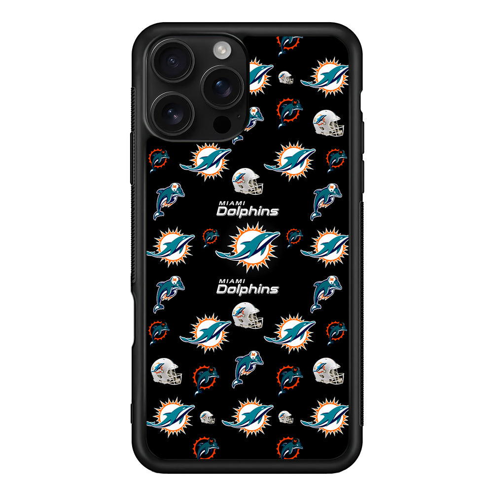 Miami Dolphins Pattern iPhone 16 Pro Case | Durable Protective Case for iPhone 16 Pro