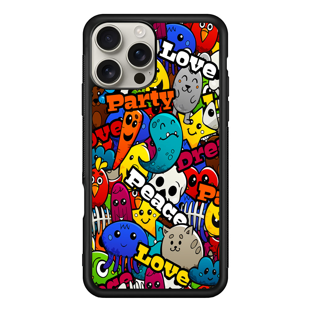 Graffiti Cartoon Abstract Doodle iPhone 16 Pro Max Case | Stylish Protective Case for iPhone 16 Pro Max