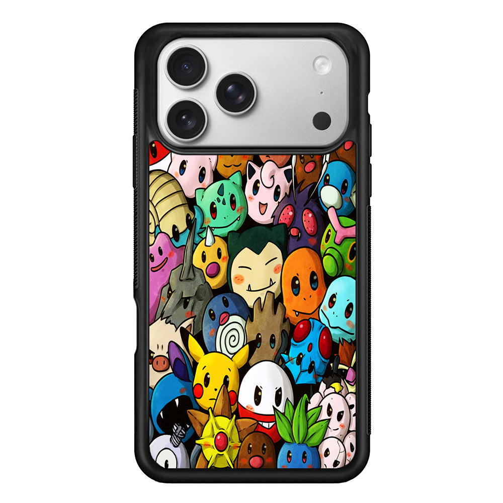 Bunch of Cute Pokemon iPhone 17 Pro Case | Slim Rubber Case for iPhone 17 Pro