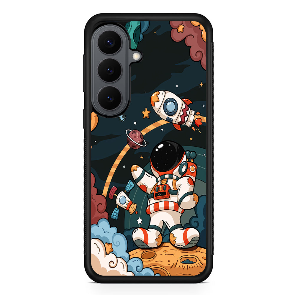 Space Astronaut on Galaxy Samsung Galaxy S26 Plus Case | Slim Rubber Case for Samsung Galaxy S26 Plus