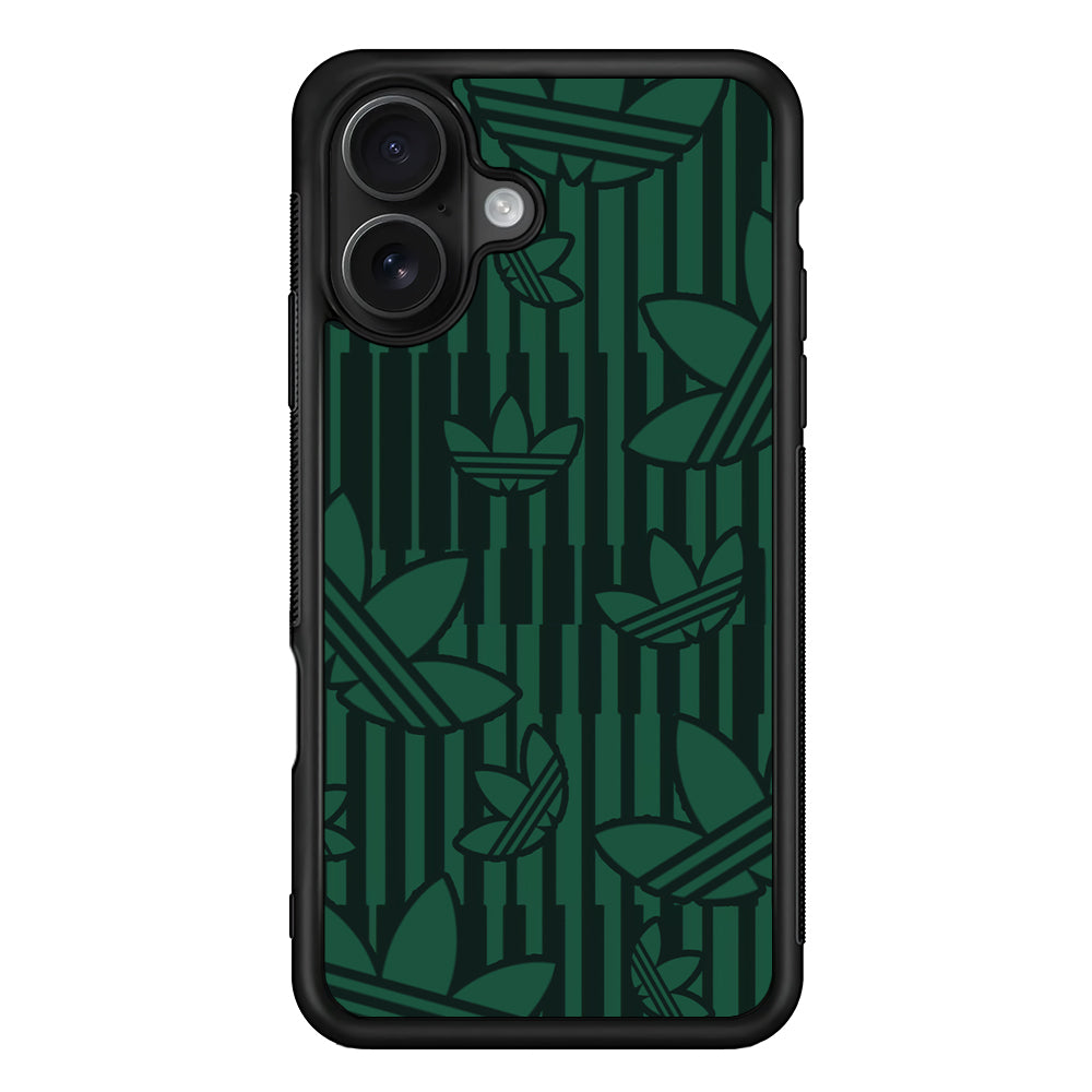 Adidas Dark Green Pattern iPhone 16 Case - Oxvistore