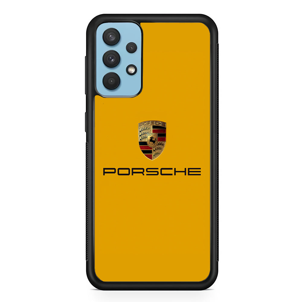 Porsche Car Logo Yellow Samsung Galaxy A32 Case | Slim Rubber Case for Samsung Galaxy A32