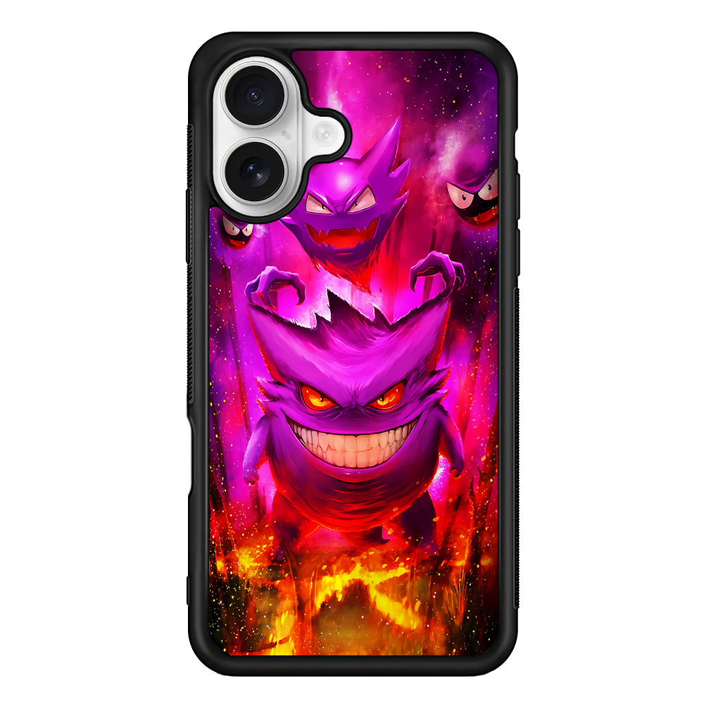 Pokemon Ghost Type Gengar iPhone 16 Plus Case | Durable Protective Rubber Cover