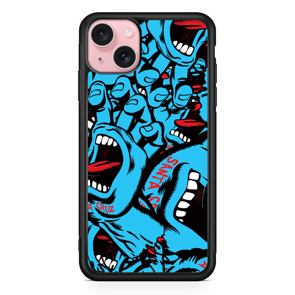 Santa Cruz Skateboard Pattern iPhone 15 Case | Slim Rubber Case for iPhone 15