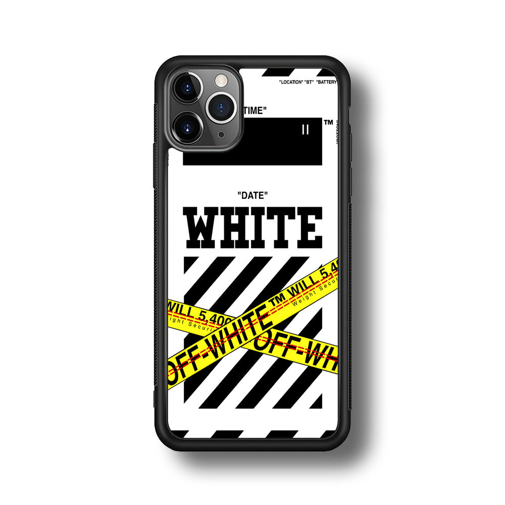 Off White Warning Line iPhone 11 Pro Max Case | Slim Rubber Case for iPhone 11 Pro Max