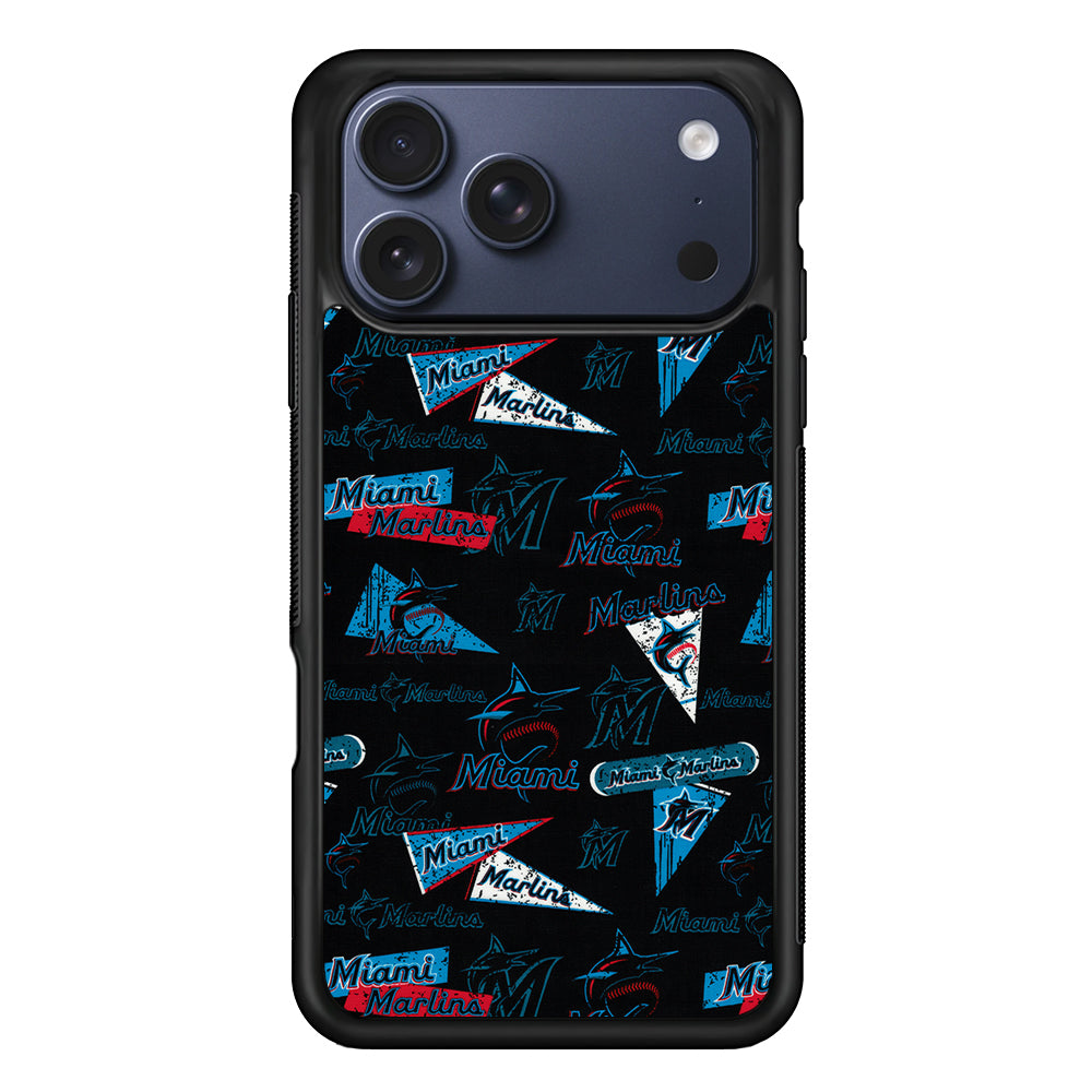 Miami Marlins Pattern iPhone 17 Pro Max Case | Slim Protective Cover for iPhone 17 Pro Max