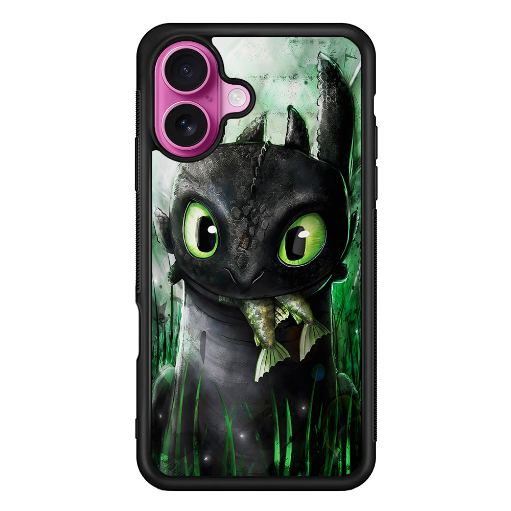 Toothless Eats Fish iPhone 17 Case | Slim Protective Rubber Phone Cover