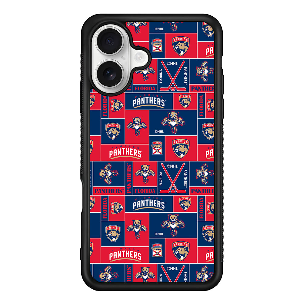 Florida Panthers Pattern iPhone 16 Plus Case | Durable Protective Rubber Cover