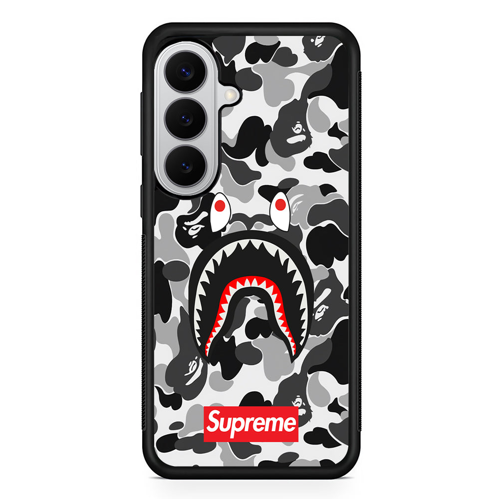 Bape Supreme Black Camo Samsung Galaxy S26 Case | Slim Rubber Case for Samsung Galaxy S26