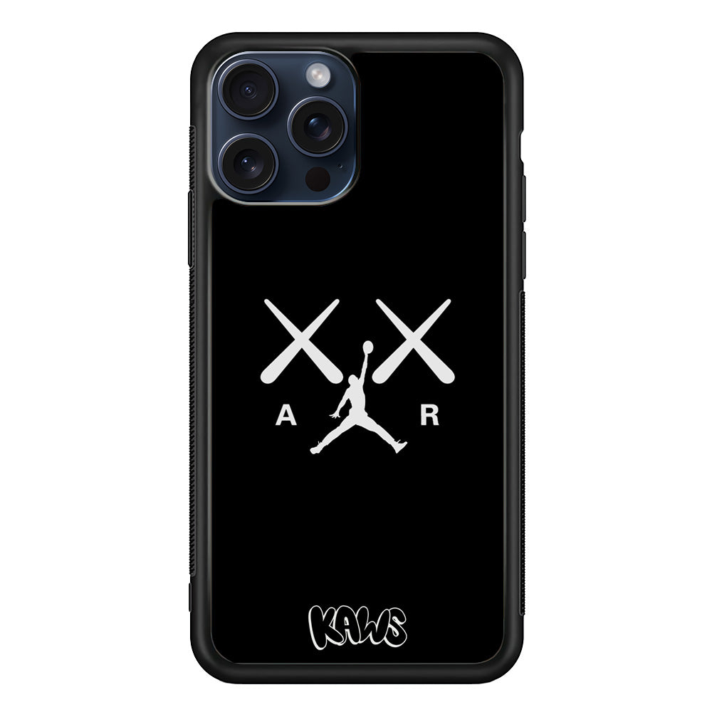 Kaws Air Jordan Midnight Black iPhone 15 Pro Max Case | Slim Rubber Case for iPhone 15 Pro Max