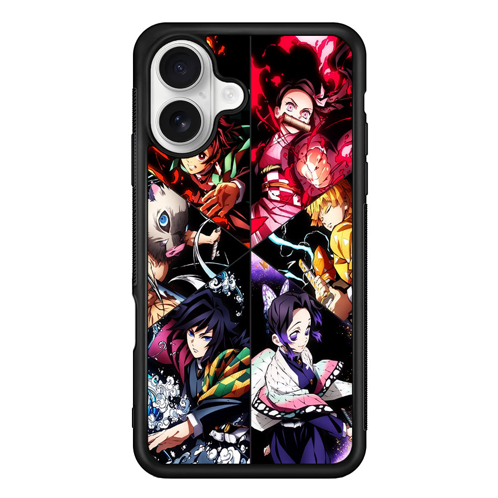 Demon Slayer Anime Characters iPhone 16 Plus Case | Durable Protective Rubber Cover