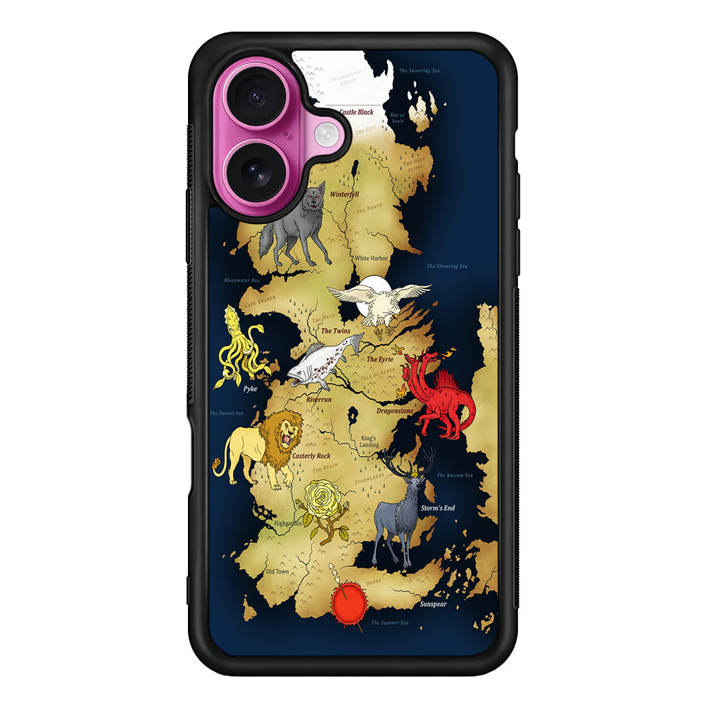 Game of Thrones Map of Westeros iPhone 17 Case | Slim Protective Rubber Phone Cover