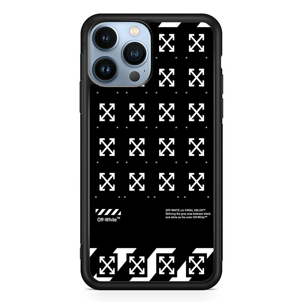 Off White Logo Black Pattern iPhone 15 Pro Max Case | Slim Rubber Case for iPhone 15 Pro Max