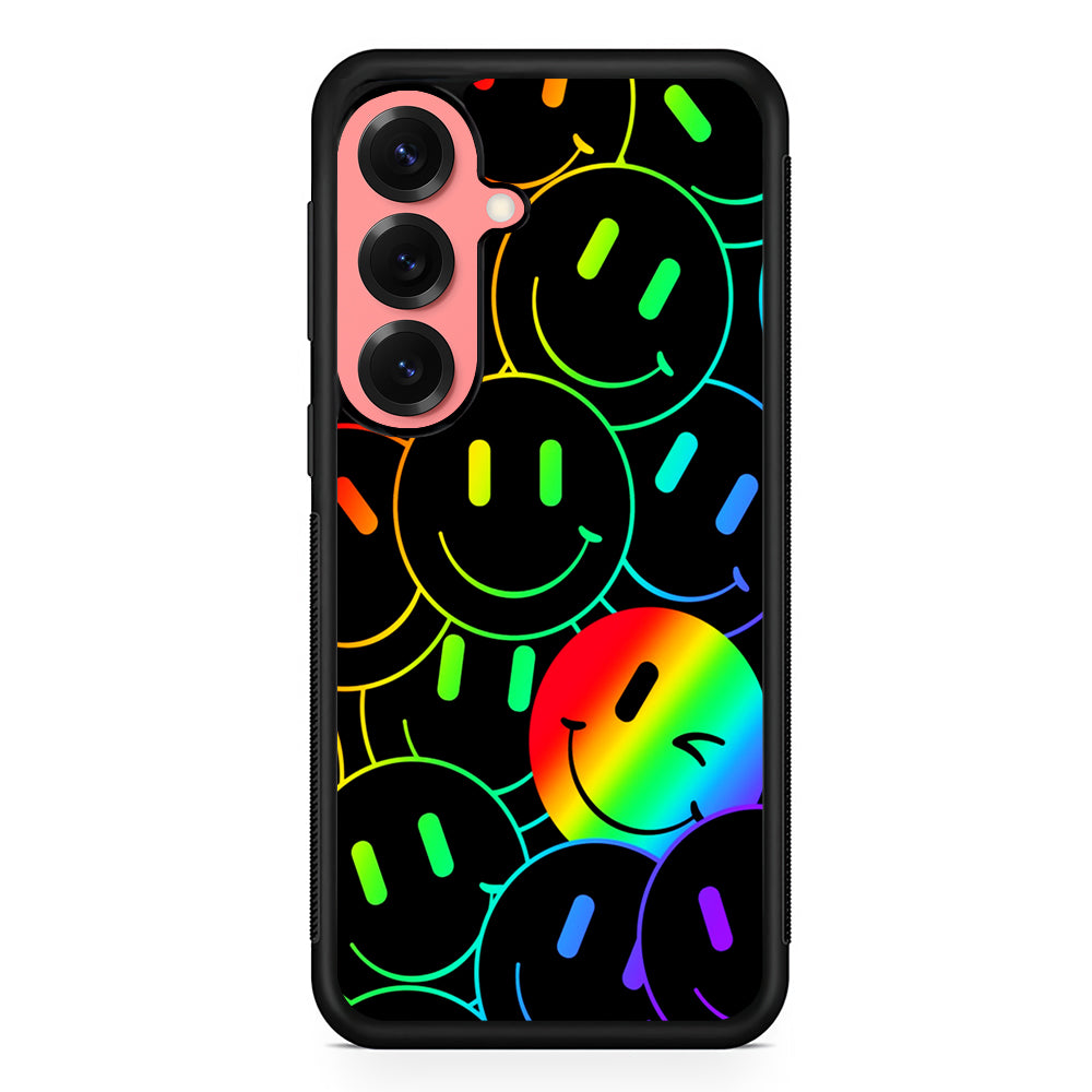 Dark Rainbow Smiley Face Samsung Galaxy S25 Case | Protective Case for Samsung Galaxy S25