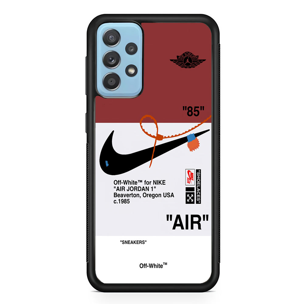 Off White x Nike Air Jordan Red Samsung Galaxy A72 Case | Slim Rubber Case for Samsung Galaxy A72