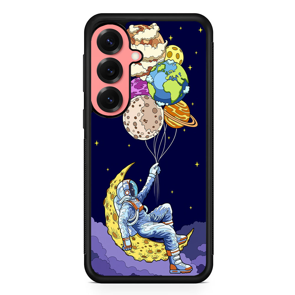 Astronaut Relaxing Holding Planet Samsung Galaxy S25 Case | Protective Case for Samsung Galaxy S25