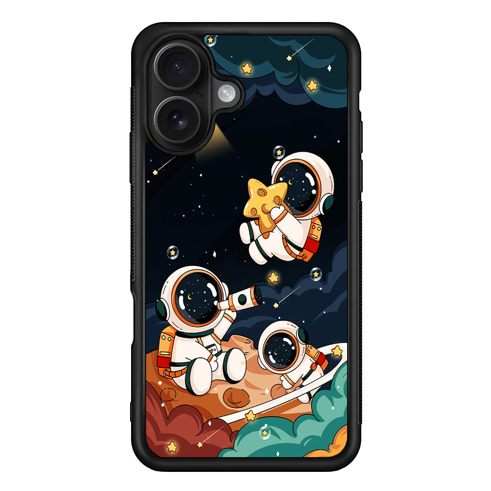 Three Astronauts Playing on a Planet iPhone 16 Case - Oxvistore